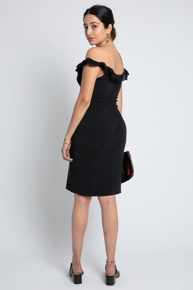 Vintage Moschino Black Off-Shoulder Dress