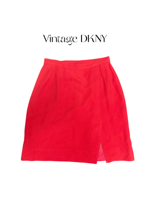 Vintage DKNY Red Skirt with Slit