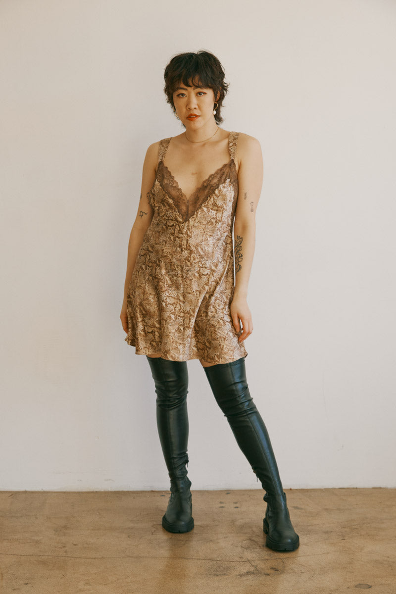 Vintage Valentino Snake Print Slip Dress