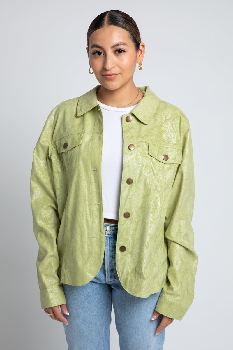 Vintage Lime Faux Suede Jacket