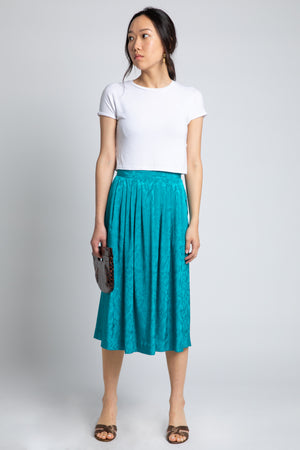 Vintage Teal Jacquard Skirt