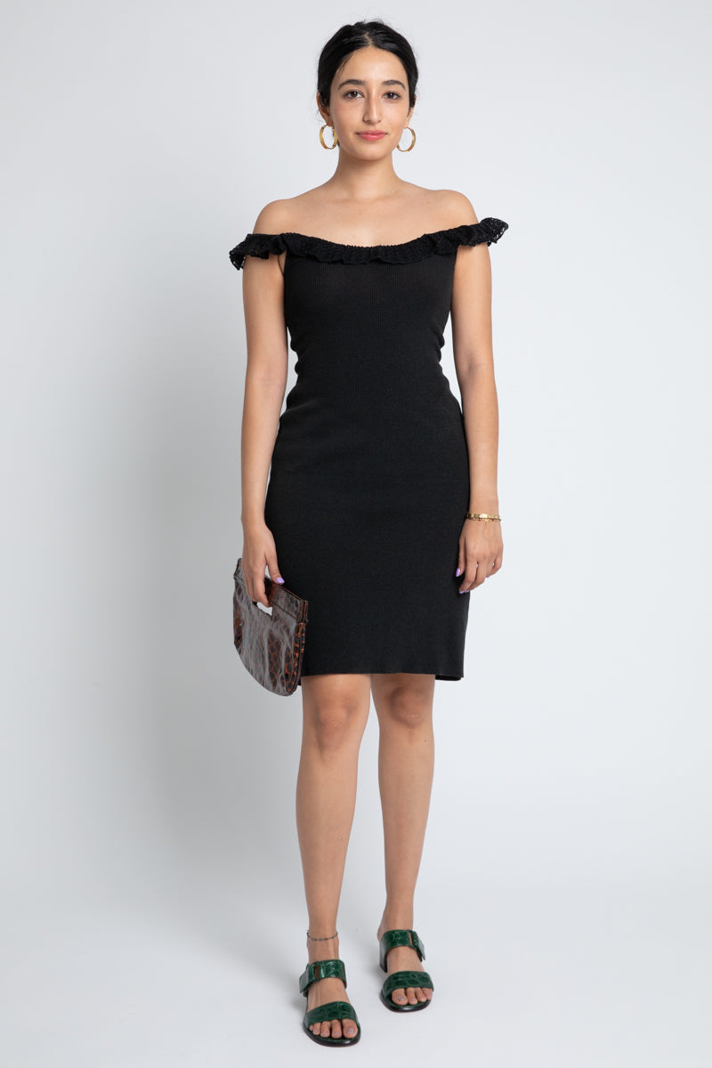 Vintage Moschino Black Off-Shoulder Dress