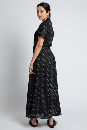 Vintage Black and White Dot Maxi Dress