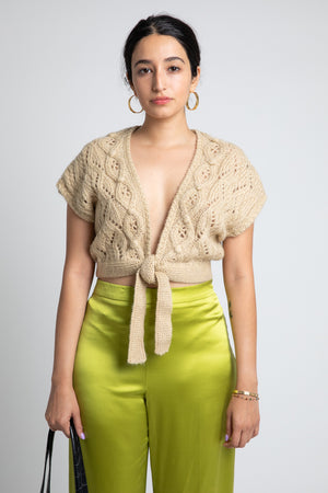 Vintage Crochet Tie Front Crop Top