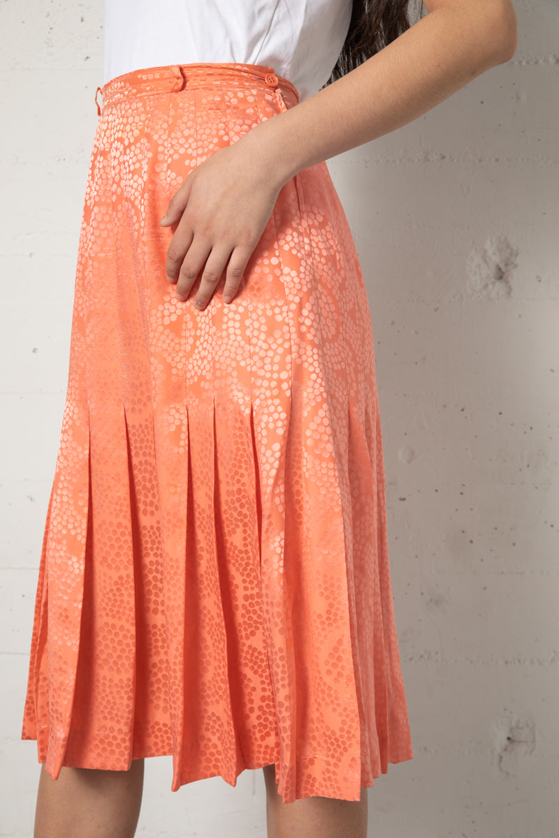Vintage Valentino Apricot Pleated Silk Skirt