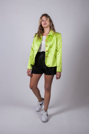 Vintage Yves Saint Laurent Lime Satin Blazer