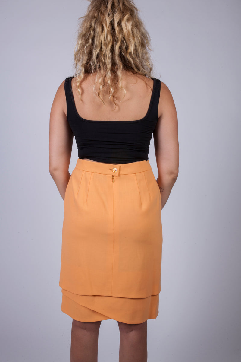 Vintage Escada Orange Ruffle Skirt