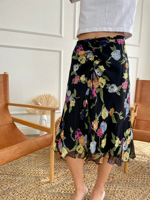 Vintage Moschino Floral Silk Skirt