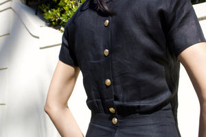 Vintage "Valentino" Black Linen Dress