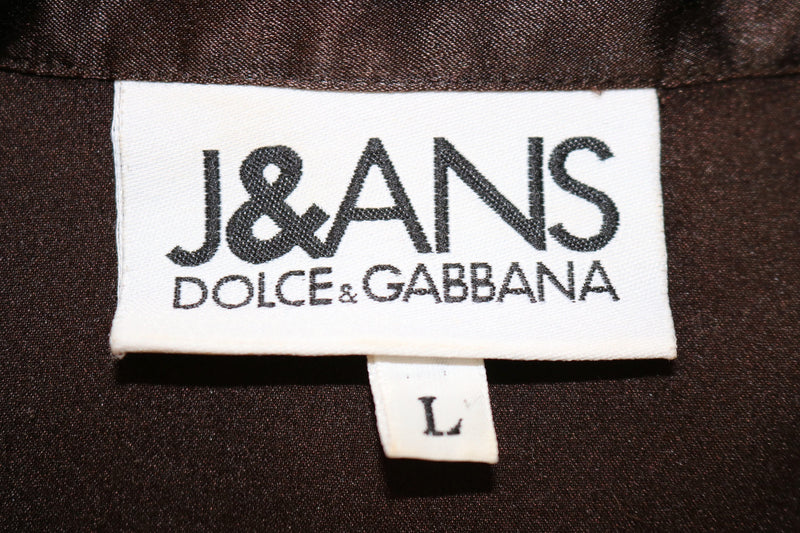 Vintage Dolce & Gabbana Brown Satin Button-up
