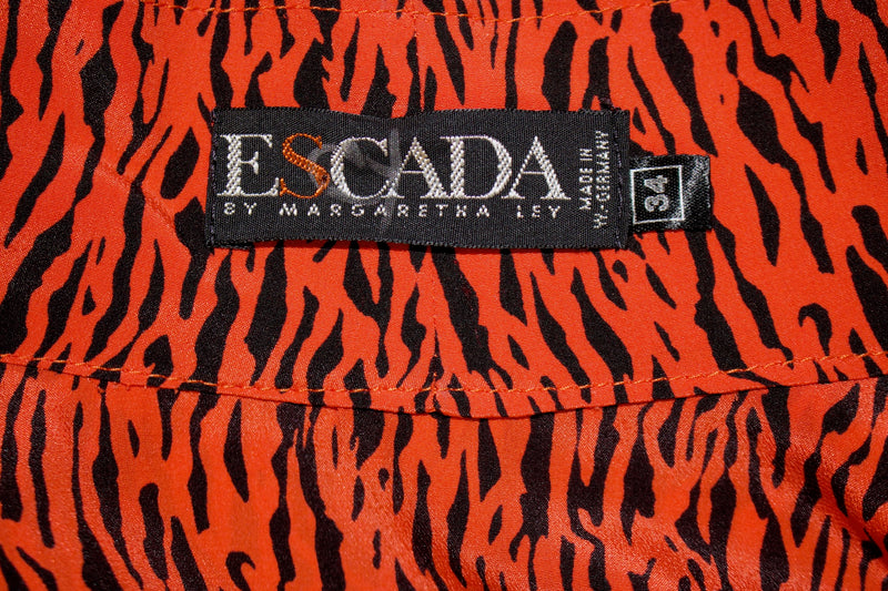 Vintage Escada Orange Animal Print Blouse