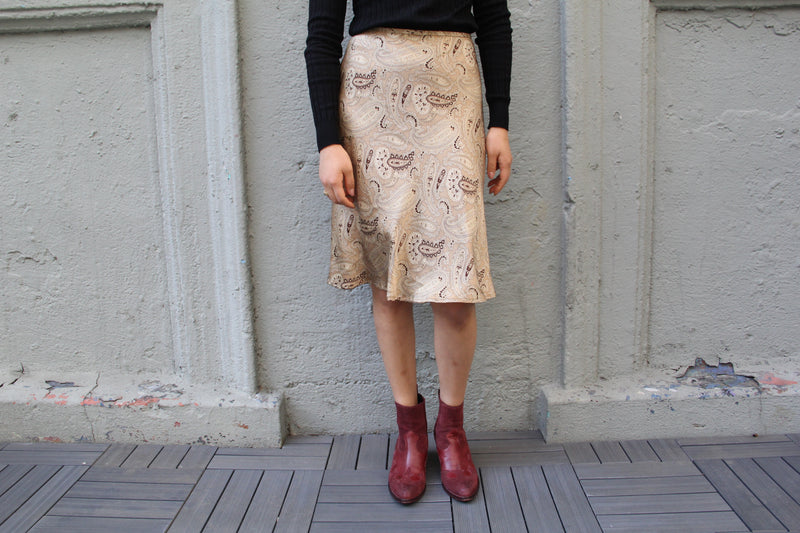 Vintage Paisley Silk Skirt