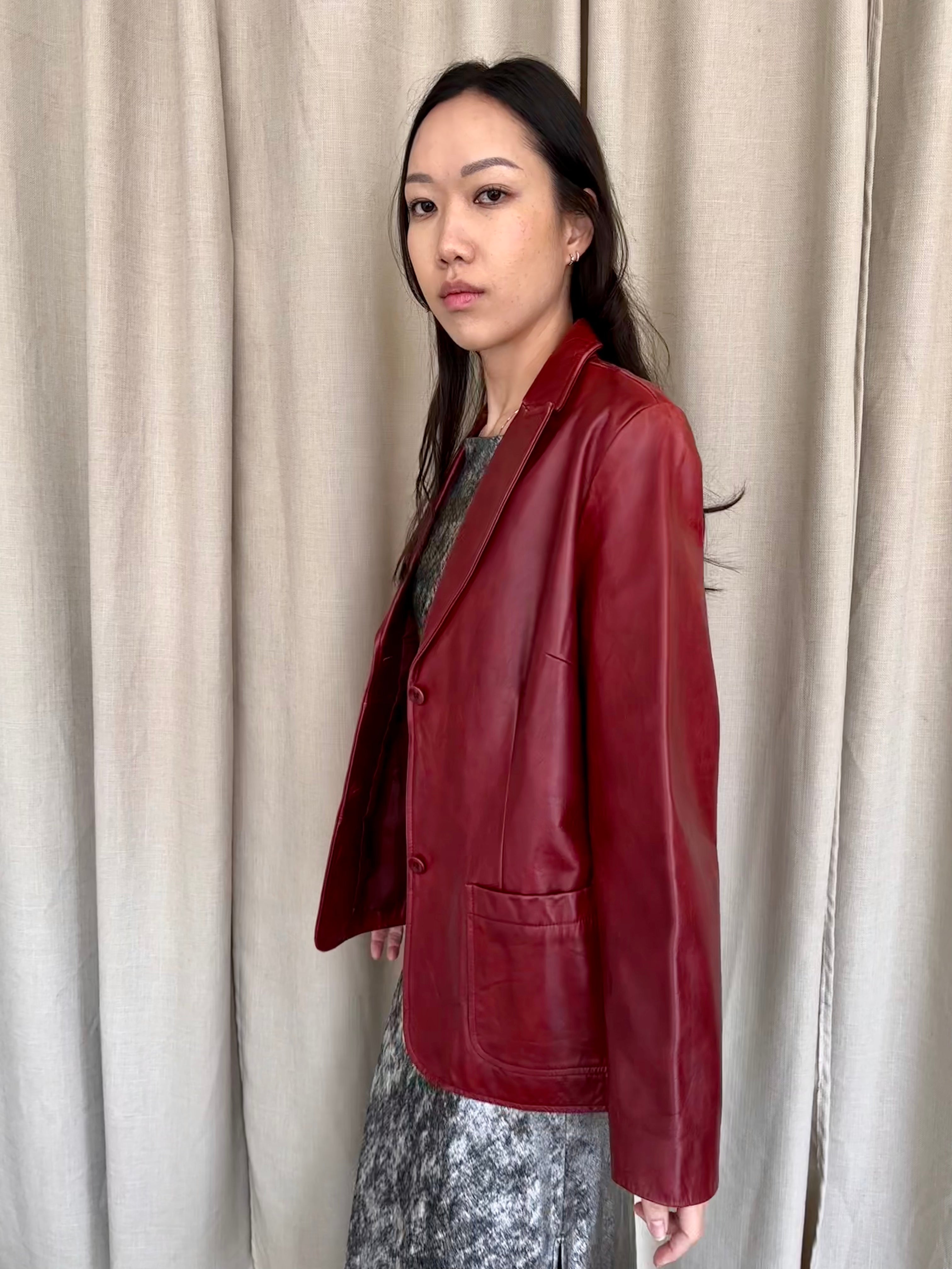 Vintage Gap Red Leather Blazer Re The Shop