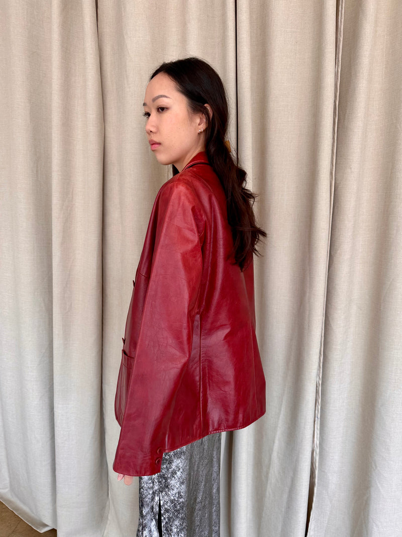 Vintage Gap Red Leather Blazer – Re: The Shop