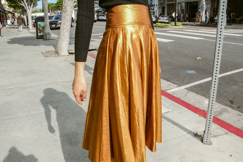 Vintage DKNY Copper Silk Skirt