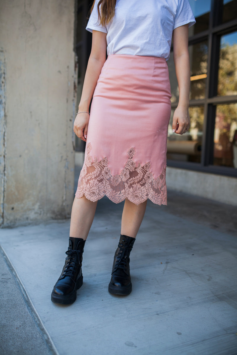Vintage Valentino Pink Lace Skirt