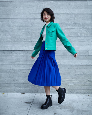 Vintage Christian Dior Blue Wool Pleated Skirt